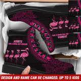 Personalized Auntie Like A Mom But Cooler Flamingo Custom Name Leather Boots Printed HTHVQ231122