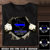 Personalized Thin Blue Line Retired US State Flag T-shirt Printed TQTKVH231127