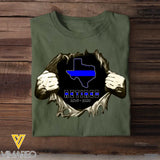 Personalized Thin Blue Line Retired US State Flag T-shirt Printed TQTKVH231127