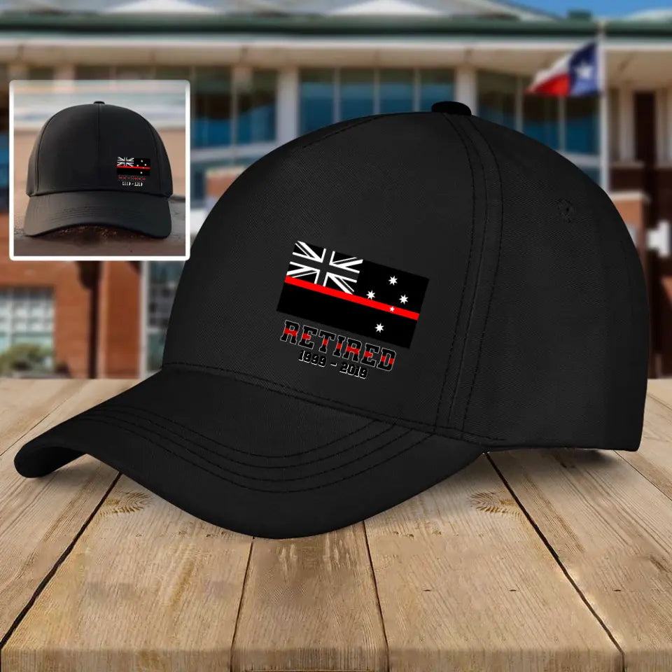 Personalized Australia Thin Red Line Retired Custom Served Times Black Cap QTHN1228