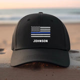 Personalized Emboidery US Police Flag Custom Name Black Cap KH231239