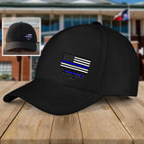 Personalized USA Thin Blue Line Flag Custom Name Black Cap QTHN1281