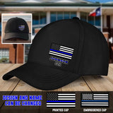 Personalized USA Thin Blue Line Flag Custom Name Black Cap QTHN1281
