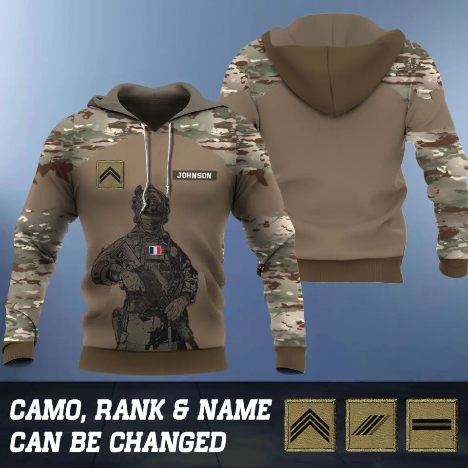 Personalized French Army Camo Hoodie 3D Printed QTVQ1279