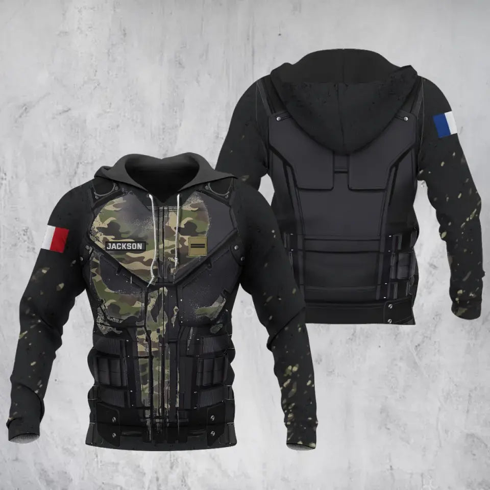 Personalized French Army Camo Armor Hoodie 3D Printed QTLVA1280