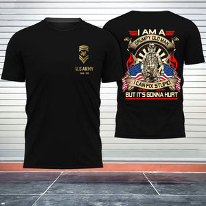 Personalized I Am A Grumpy Old Man I Can Fix Stupid But It's Gonna Hurt Custom US Rank & Served Time T-shirt Printed LVA231302