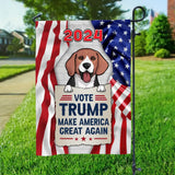 Personalized US Flag Dog Lovers Gift Vote Trump 2024 Garden Flag Printed LVA1353