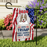 Personalized US Flag Dog Lovers Gift Vote Trump 2024 Garden Flag Printed LVA1353