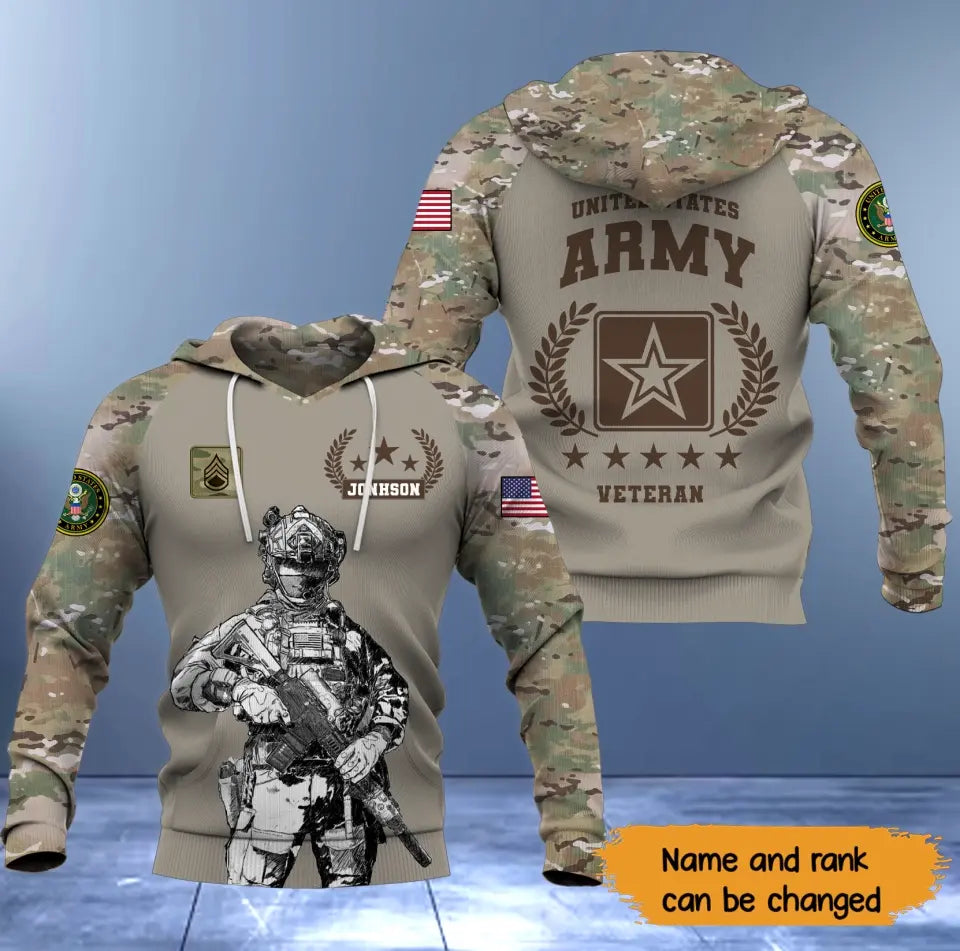Personalized United State Army Camo Hoodie 3D Printed 231356AHKVH