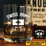 Personalized Swiss Veteran Rank Name Whiskey Glass 3D Printed 231435AHVA