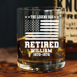 Personalized US Retired Whiskey Glass Printed 231472AHHN