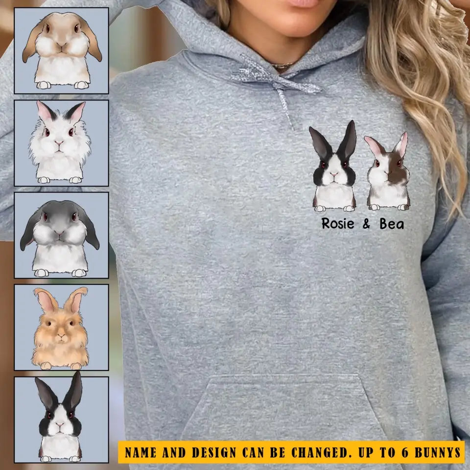 Personalized Your Names Bunny Lovers Gift Hoodie 2D Printed KVH231491