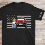 Personalized Jeep Girl US Flag Background Custom Name T-shirt Printed HN231571