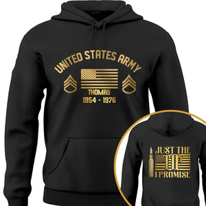 Personalized US Army Veteran Rank Camo Custom Name & Time Hoodie 2D Printed VQ231688