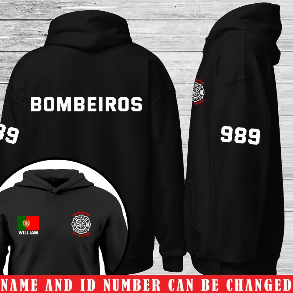 Personalized Thin Red Line Portuguese Retired Custom Name & Badge Number Hoodie 2D Printed 231727AHVQ
