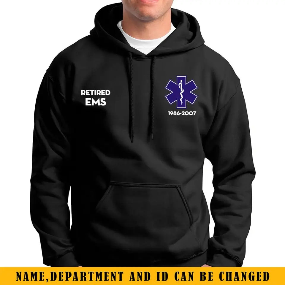 Personalized EMS EMT Paramedic Retired Custom Title & Service Time Hoodie 2D Printed QTHN1734