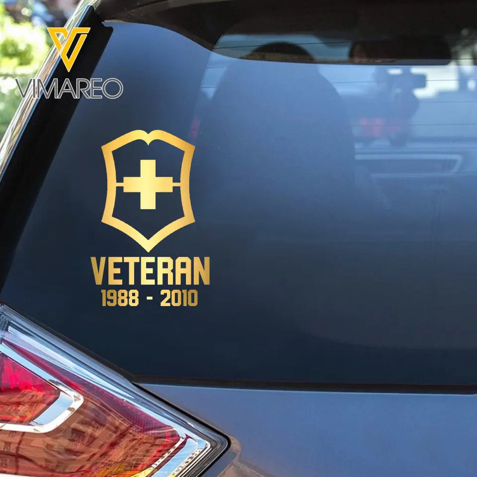 Personalized Swiss Military Veteran Retired Decal Printed QTVQ2404