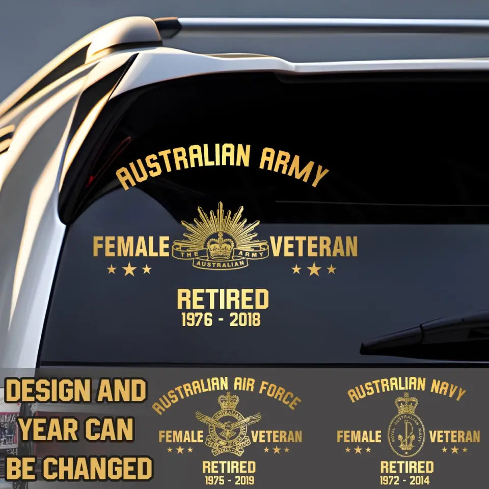 Personalized Female Australian Armed Forces Retired Decal Printed 2422AHVQ