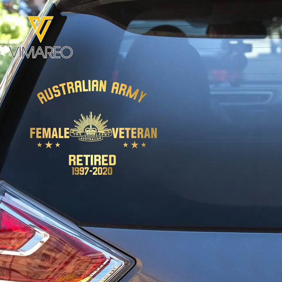 Personalized Female Australian Armed Forces Retired Decal Printed 2422AHVQ