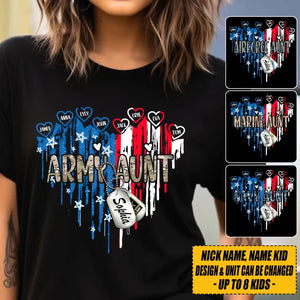 Personalized Army Aunt Heart Shape T-shirt Printed LAHLVA24124