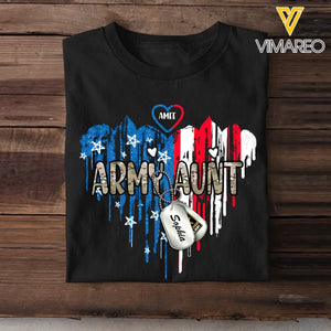 Personalized Army Aunt Heart Shape T-shirt Printed LAHLVA24124