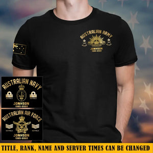 Personalized Australian Army Rank Camo Custom Name & Served Time T-shirt LAHKVH24129