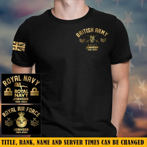 Personalized British Army Rank Camo Custom Name & Served Time T-shirt LAHKVH24129