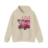 Personalized Grandma Heart Pink Car & Kid's Name Valentine's Day Gift Sweatshirt or Hoodie Printed HN24171