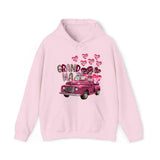 Personalized Grandma Heart Pink Car & Kid's Name Valentine's Day Gift Sweatshirt or Hoodie Printed HN24171