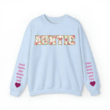 Personalized Auntie Heart & Kid Names Valentine's Day Gift Sweatshirt Printed QTKH24174