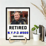 Personalized Upload Your Photo Retired Police Custom ID & Time Gift For Police For Dad Wooden Frame Printed KVH24273
