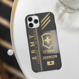 Personalized Army Proudly Served Swiss Veteran Gold Rank Camo Phonecase Printed AHVQ24295