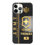 Personalized Army Proudly Served Swiss Veteran Gold Rank Camo Phonecase Printed AHVQ24295