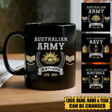 Personalized Australian Rank Camo Custom Name & Time Black Mug Printed AHLVA24414