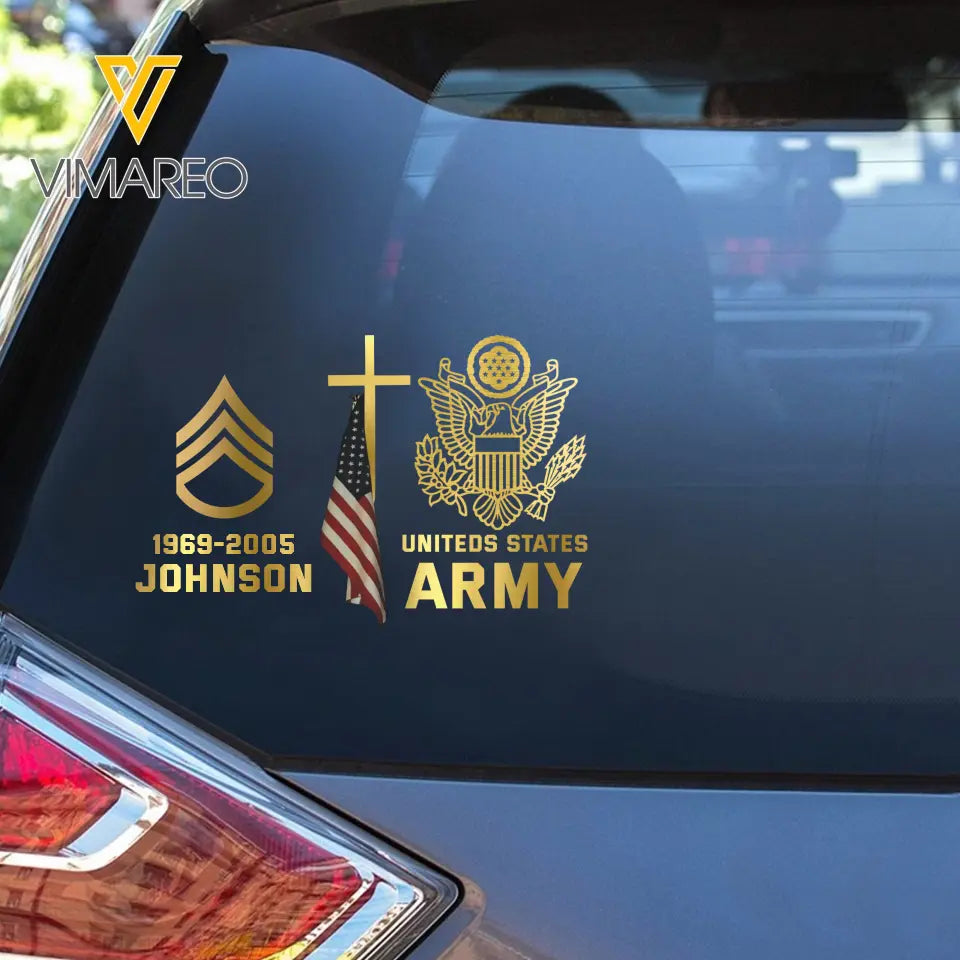Personalized US Army Logo & Rank Camo Decal Printed AHKH24420