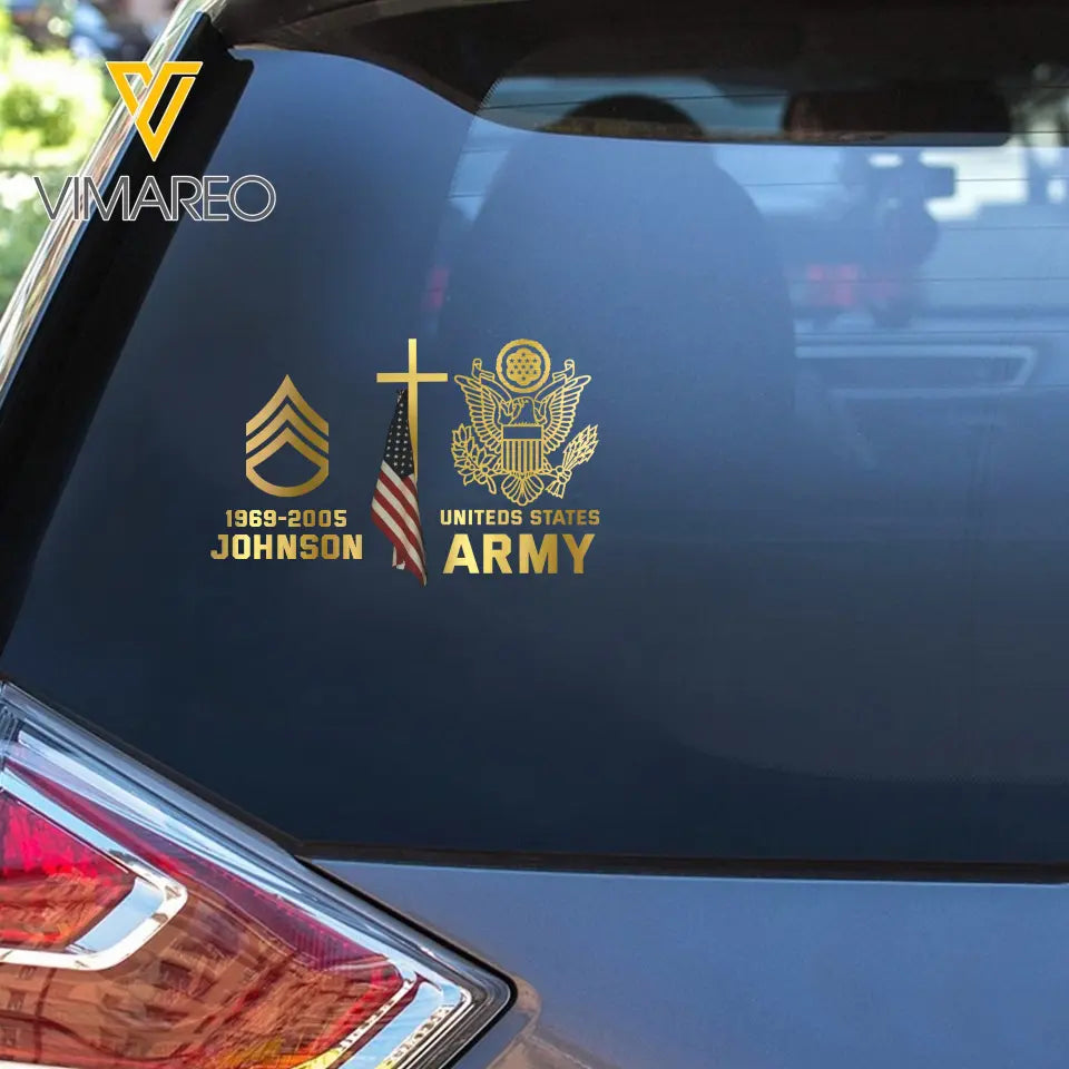 Personalized US Army Logo & Rank Camo Decal Printed AHKH24420