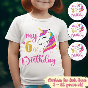 Personalized My 6th Birthday Unicorn T-shirt Printed HN24470