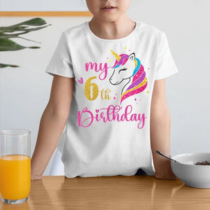 Personalized My 6th Birthday Unicorn T-shirt Printed HN24470