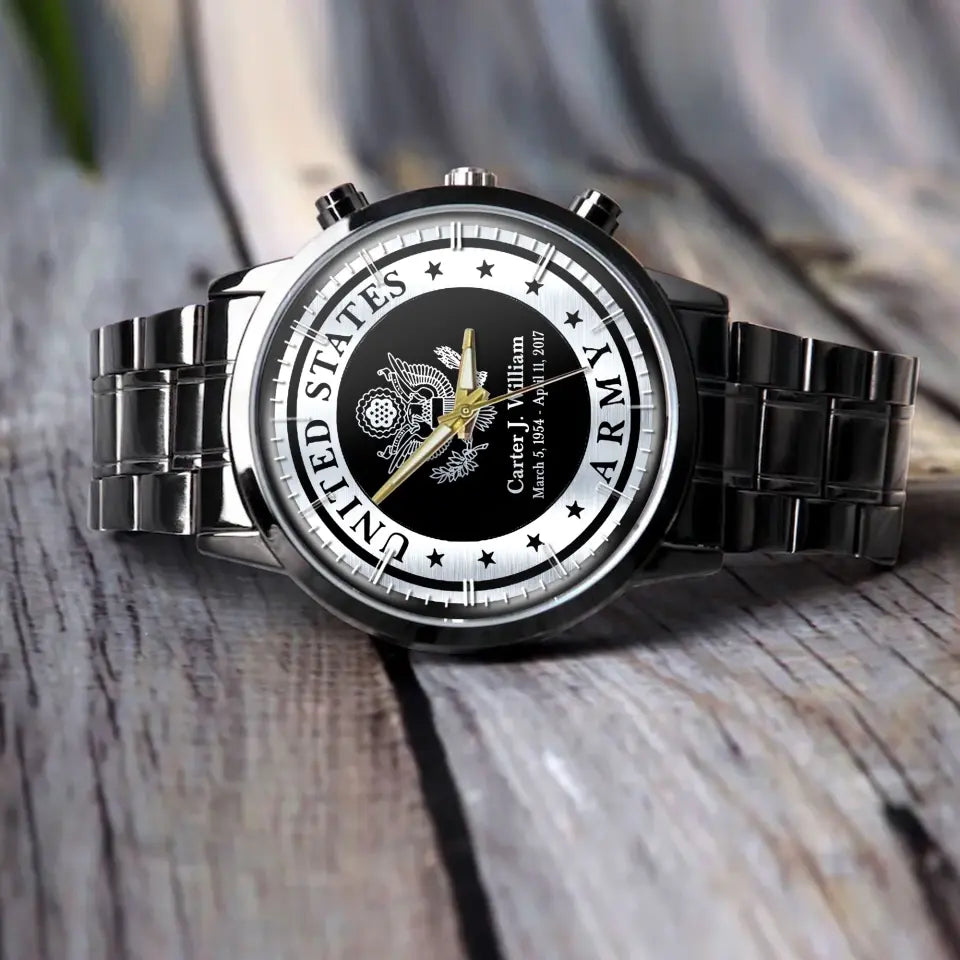 Personalized United States Army Logo Custom Name & Time Watch Printed QTLVA24486