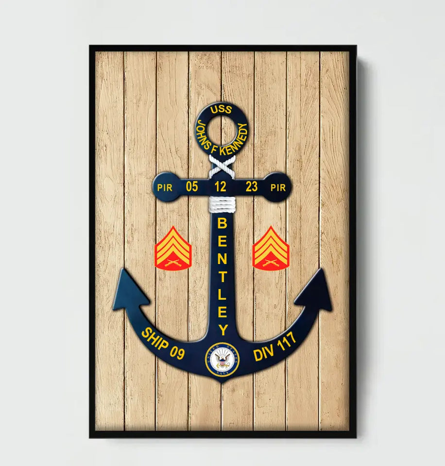 Personalized Nautical Anchor US Navy Rank Custom Name & Division Poster Printed AHKH24501