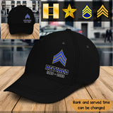 Personalized US Police Retired US State Rank Bluebline Black Cap Printed KVH24542