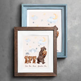 Personalized Grandma Bear & Kid Names Frame Poster Printed HN24544