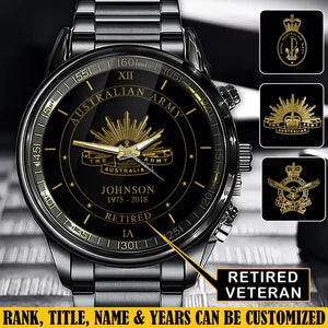 Personalized Australian Armed Forces Rank Camo Custom Name & Served Time Watch Printed AHVQ24563