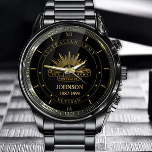 Personalized Australian Armed Forces Rank Camo Custom Name & Served Time Watch Printed AHVQ24563