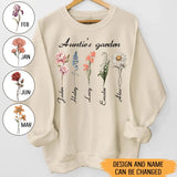 Personalized Auntie's Garden Flowers with Kid Names Sweatshirt Printed HN24561