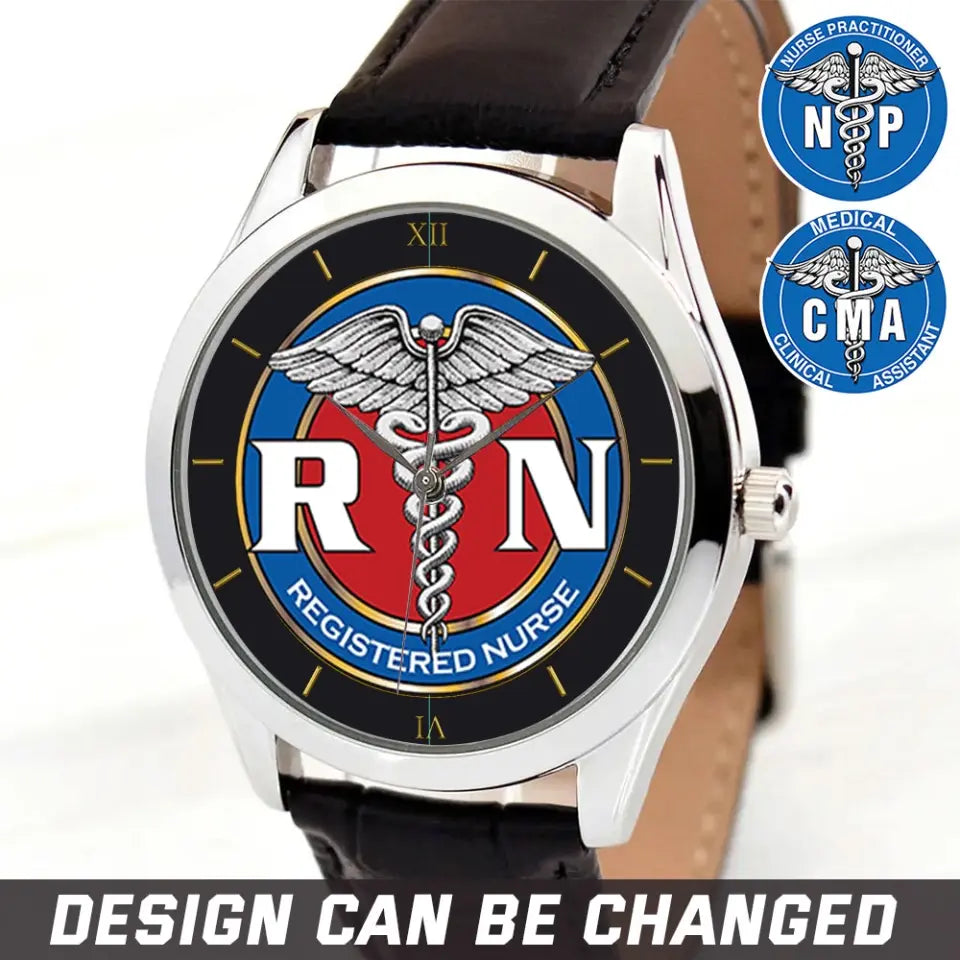 Personalized Medical Nurse Logo Registered Nurse Gift For Nurse Women Watch Leather Band Printed AHHN24565