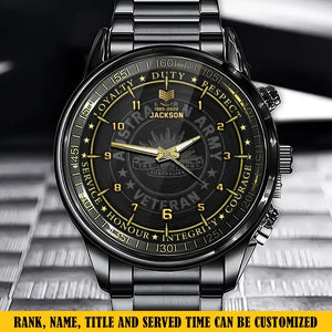 Personalized Loyalty Duty Respect Service Honor Integrity Courage Australian Veteran Rank Camo Custom Name Watch Printed AHKH24581