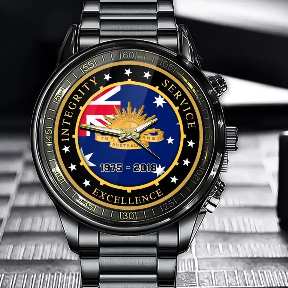 Personalized Integrity Service Excellence Australian Army Logo Watch Printed AHVQ24583
