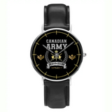 Personalized Canadian Army Logo Rank Camo Custom Name & Time Woman Watch Leather Band Printed AHKVH24587