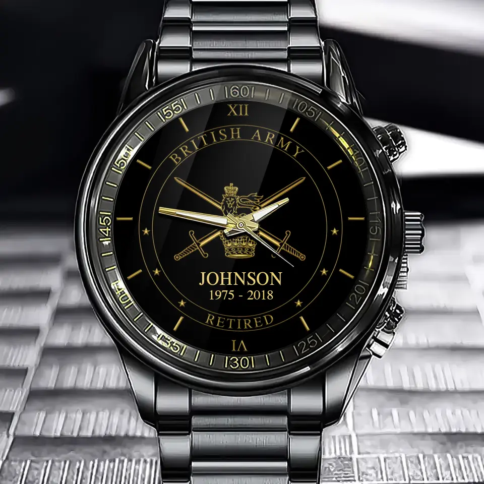 Personalized British Army Logo Custom Name & Time Watch Printed AHVQ24585
